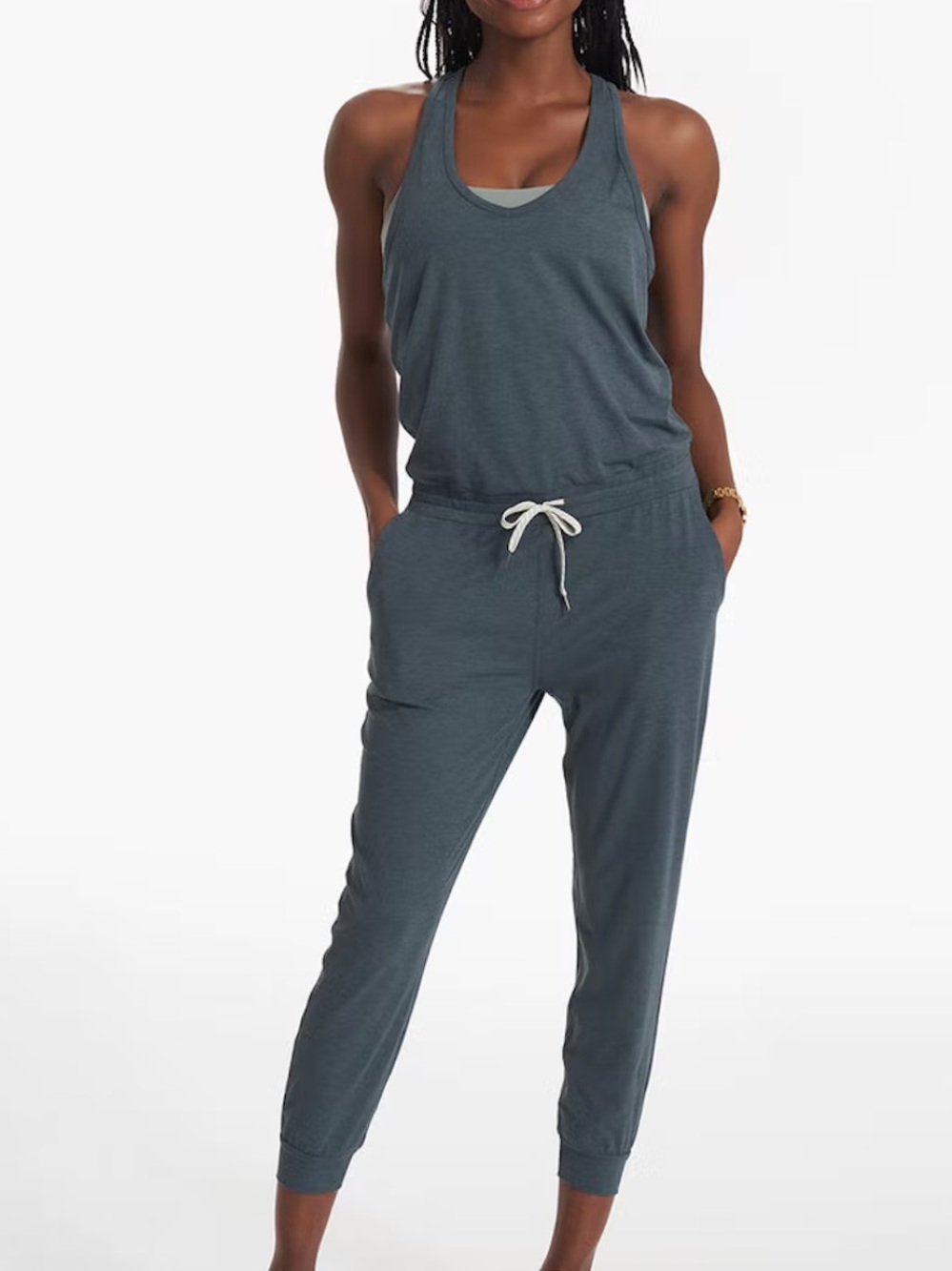 Vuori Lux Jumpsuit in Stone Heather Blue Size Small
